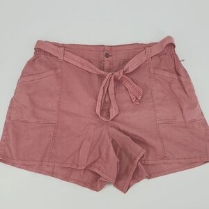 Old Navy Size 3X Dusty Rose Extra High Waisted Tie Front Cargo Workwear Shorts